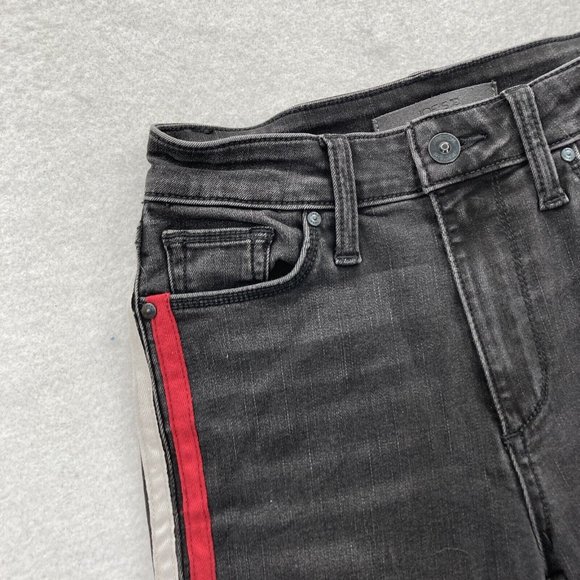 Joe's Jeans Women's Black Stretch Denim Skinny Ankle Jean Red Stripe Mid Rise - Picture 3 of 4